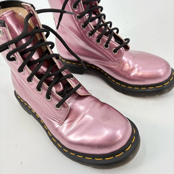 Dr Martens Metallic Pink Lace Up Combat Boots 25279 Size 6 - Picture 6 of 9